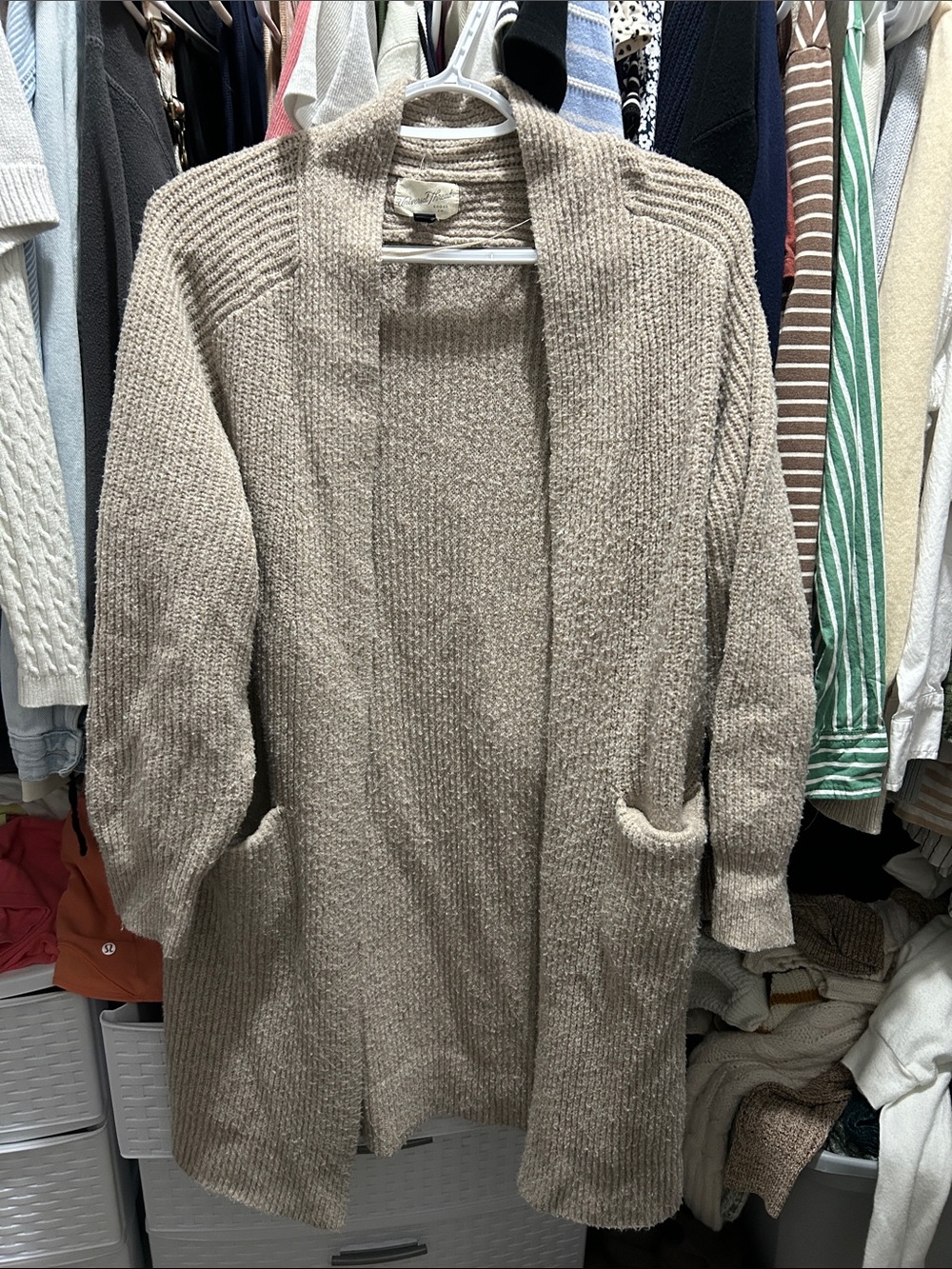 Universal Thread Open-Front Knit Cardigan in Neutral Taupe